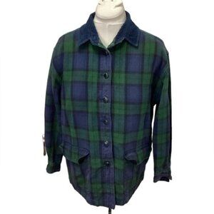 Krazy Kat Vintage Women’s Flannel Corduroy Collar Button Down Flannel Shacket